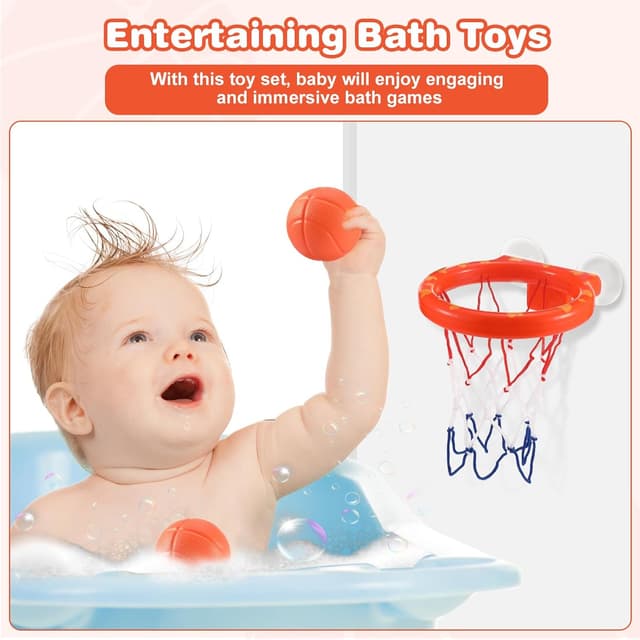 Thumbnail 3 de Baby Badewannenspielzeug 5 Bälle Basketballkorb
