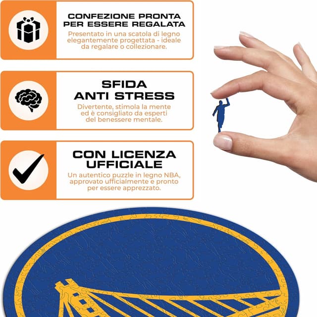 Detalle de Puzzle di legno Iconic Puzzles Golden State Warriors (Logo) – taglia S, 150 pezzi, 100% sostenibile