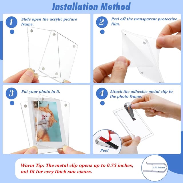 Thumbnail 4 de 2 Pack Magnetic Car Visor Photo Clips 4.72x3.15 in