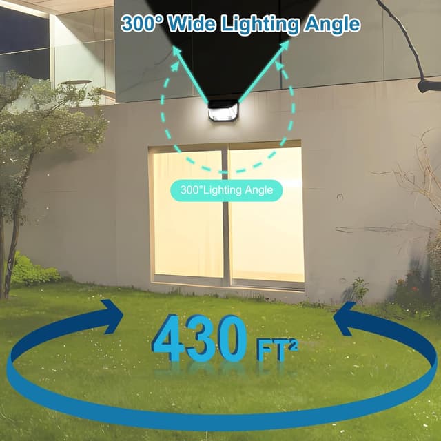 Detalle de AmeriTop Lot de 2 lampes solaires avec détecteur de mouvement et détection jusqu’à 8 m (IP65) — Éclairage extérieur pour porche, patio et garage