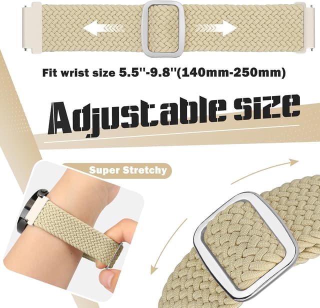 Detalle de Yunshare Braided Solo Loop Elastic Strap (Quick Release) – 3 Pack, 18–24mm