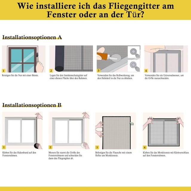 Thumbnail 6 de fowong Fliegengitter Fenster 122×252 cm: Nanogitter DIY für Katzenkratzschutz, schwarz