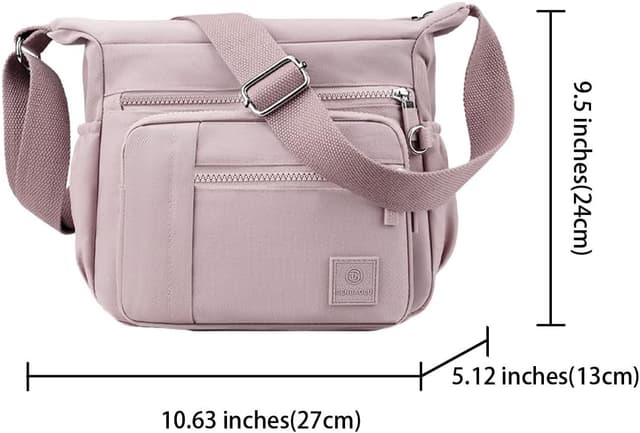 Detalle de FAVORTALK Multi Pocket Large Crossbody Handbag (Nylon, waterproof) with adjustable wide strap