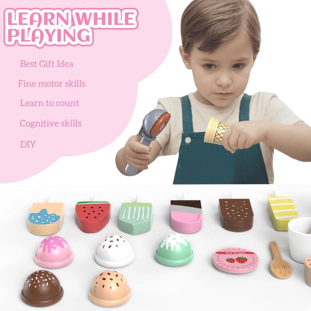 Thumbnail 5 de Heladería de Madera para Niños, Juguetes Educativos 🍦