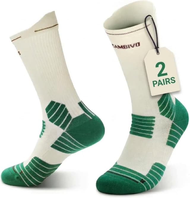 Detalle de CAMBIVO 2 Pairs Compression Crew Running Socks with Cushion & Arch Support