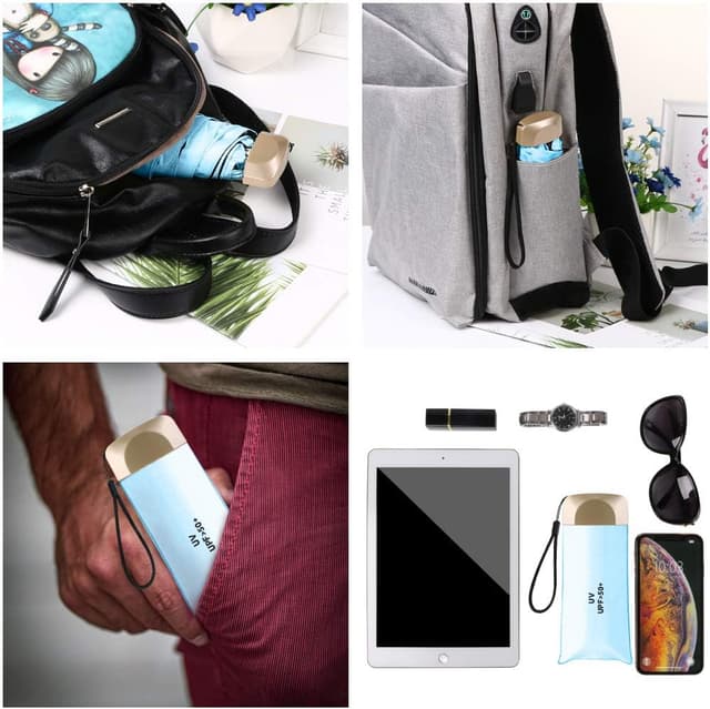 Detalle de Vicloon Ombrello Portatile pieghevole compatto anti-tempesta (UPF > 50+) da borsa