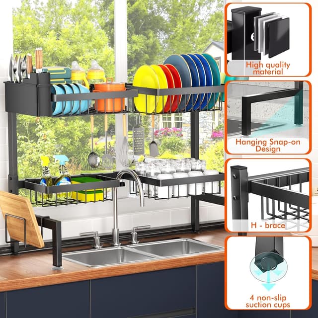 Thumbnail 4 de YKLSLH Over-the-Sink Dish Drying Rack 24.8–35.4" 🧽