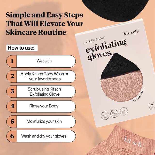 Thumbnail 3 de Kitsch Exfoliating Gloves 2pc Korean mitt