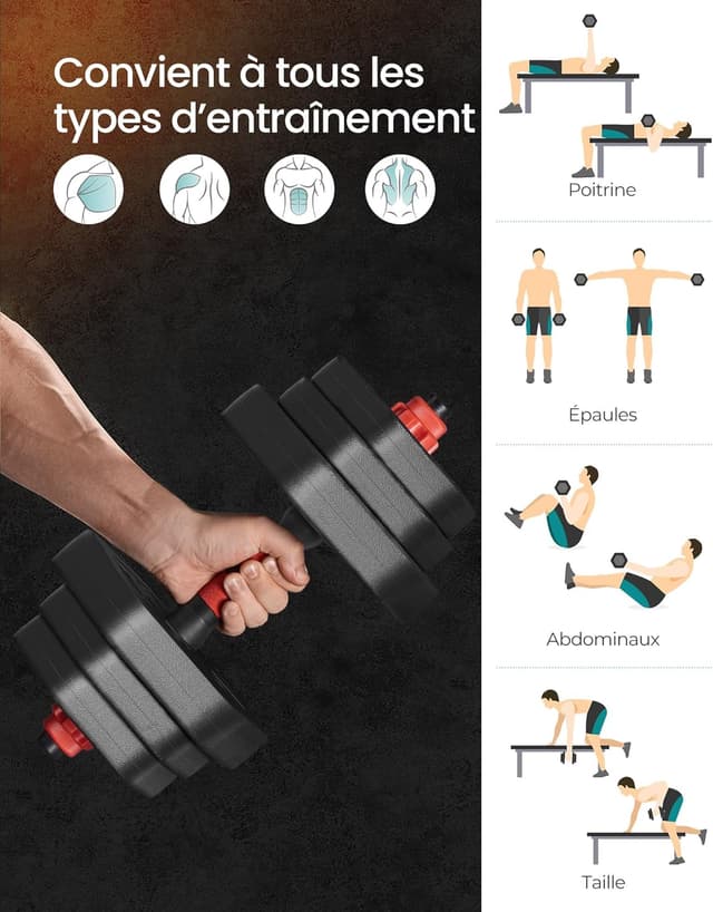 Thumbnail 2 de SONGMICS Set d’haltères hexagonales pour musculation 🏋