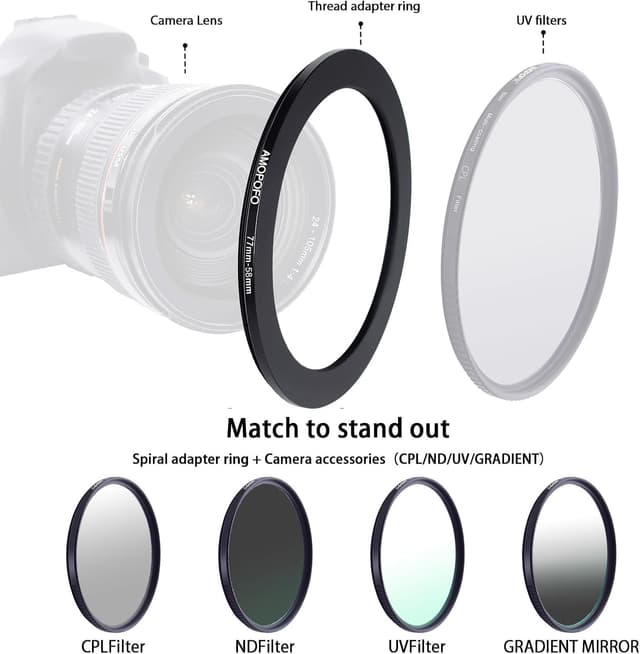 Detalle 2 de 77mm auf 58mm Step-down Filteradapterring