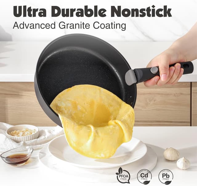 Detalle de SENSARTE Topfsets Pfannenset 24-teiliges Antihaft-Kochgeschirr mit abnehmbaren Griffen