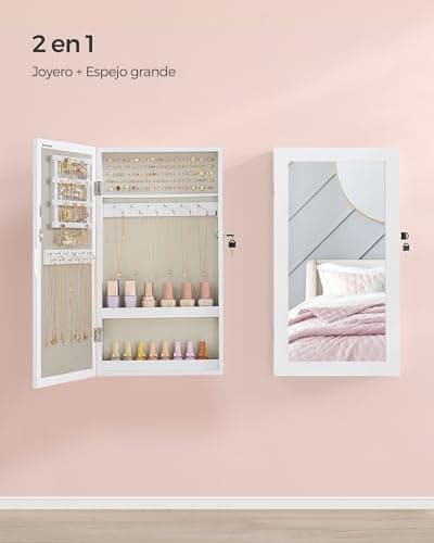 Detalle de SONGMICS armario joyero de pared 10x37x67