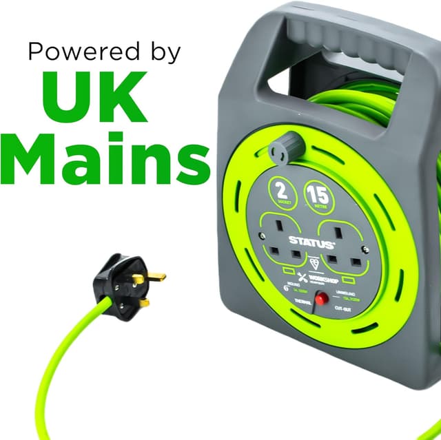 Thumbnail 3 de STATUS 2 Socket Cable Reel 15m Green Extension Lead