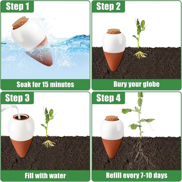 Thumbnail 6 de Terracotta Watering Spikes 4 Pack Ollas Self Watering Globes – slow release planter insert for indoor & outdoor plants