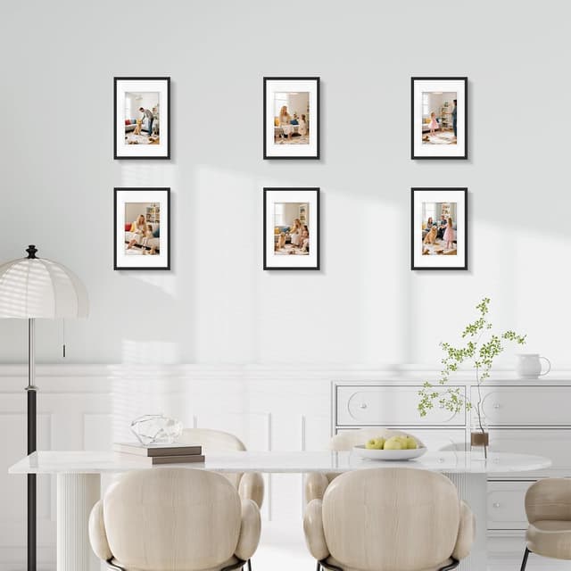 Detalle 2 de wyewye A4 Frame 3 Pack (21 x 29.7 cm) black wood picture frames with plexiglass window and A5 mount