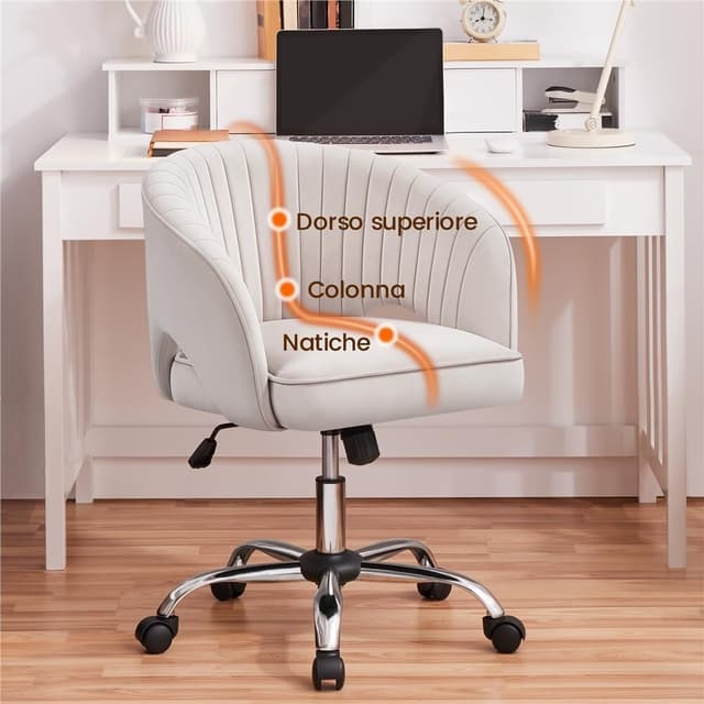 Detalle de Yaheetech poltroncina ergonomica 360 gradi crema
