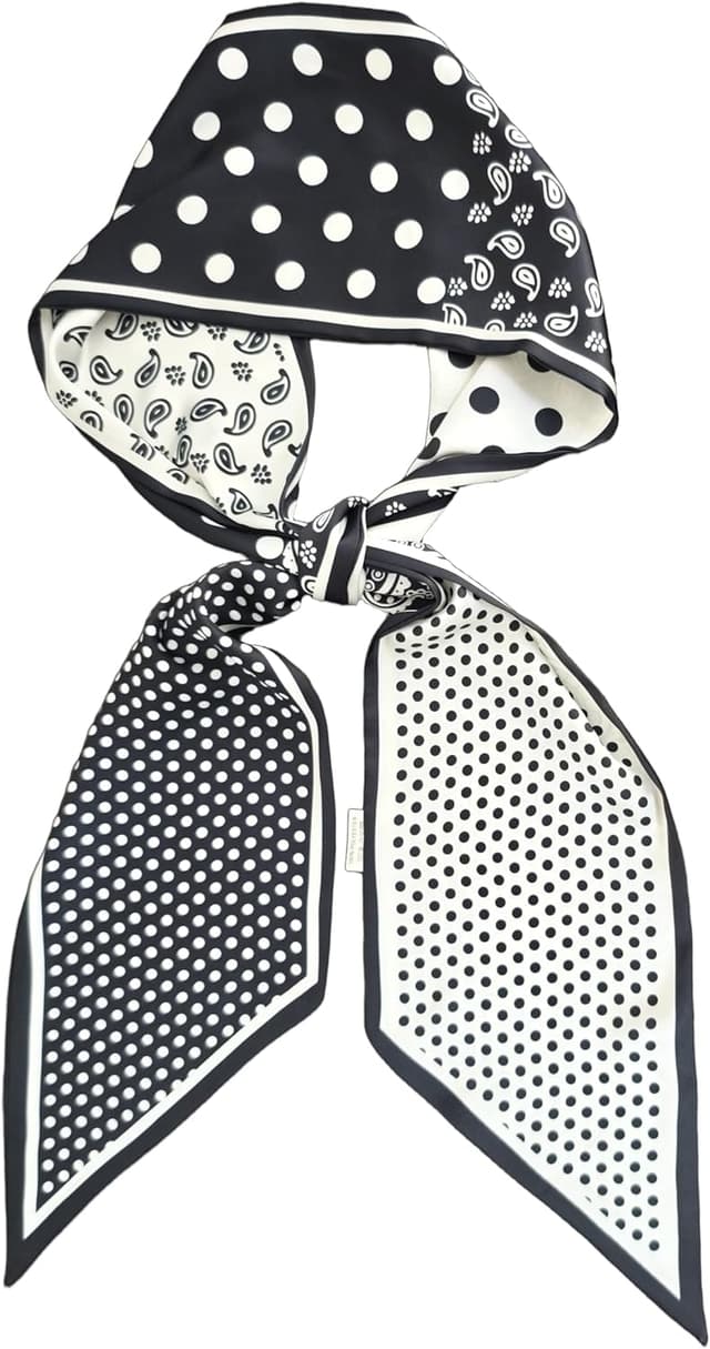 Detalle de GIMIRO Satin Seidenschal (Polyester) 148 x 13,5 cm als Schal oder Krawatte für Blazer, Mantel & Kleid