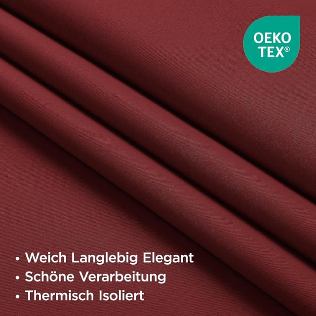 Detalle 2 de Joydeco Verdunkelungsvorhang 2er Set 175x140 Dunkelrot