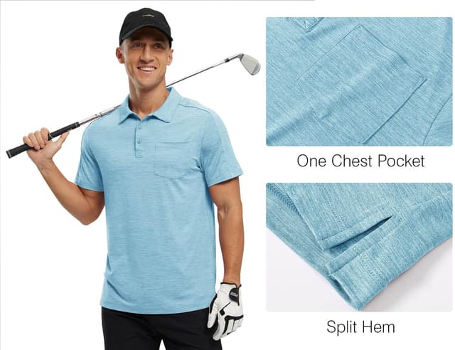 Detalle 2 de Rdruko Men’s Short-Sleeve Quick-Dry Polo Shirt with Pocket
