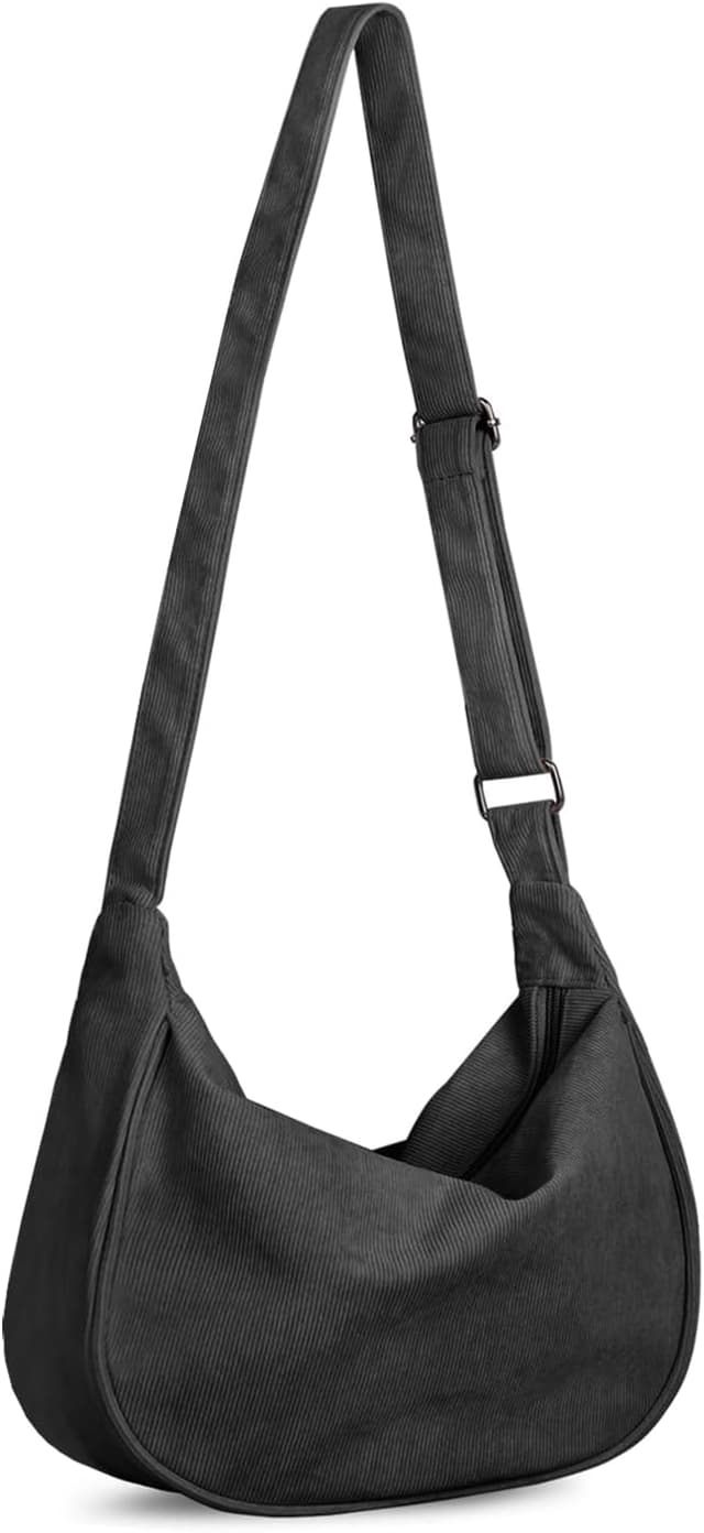 Detalle de FITDON Halbmond Tasche Damen Crossbody mit verstellbarem Schultergurt (Cord & Baumwollfutter)