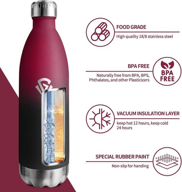 Detalle 2 de JAPORIA Gourde Inox 1L isotherme sans BPA à double paroi (étanche)