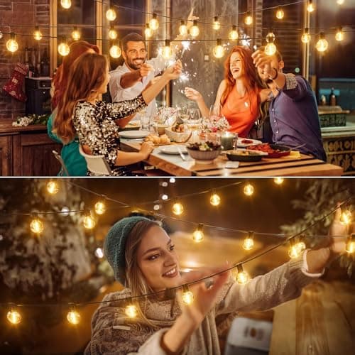 Thumbnail 8 de SAEIHGAE guirnalda de luces exterior LED 20 m con bombillas G40, IP44 e iluminación ampliable