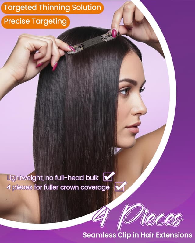 Detalle 2 de LaaVoo Clip-in Extensions Echthaar Glatt 40 cm (4 Clips, 80 g) #8/16/8 – Braun/Balayage