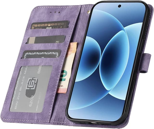 Detalle 2 de CXTcase Handyhülle für Xiaomi 17 – PU-Leder Klapphülle mit Kartenfächern & Standfunktion, Lila