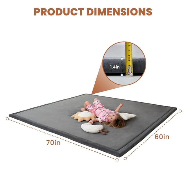 Detalle de SUNYRISY Krabbelmatte Baby Spielmatte 150 x 180 cm, 3,5 cm Memory-Schaum (Grau)