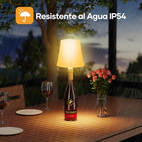 Detalle de Suright Lámpara de Mesa Inalámbrica recargable para botella (sin incluir botellas) con 3 temperaturas CCT y RGB ajustable, IP54