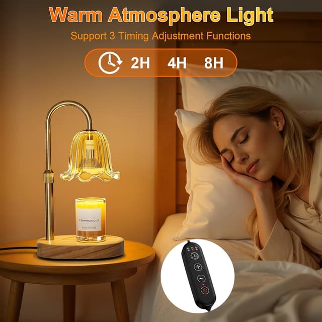 Detalle 2 de Draome Candle Warmer Lamp (Dimmable & Timer) — height-adjustable flameless lamp with 2 bulbs for jar candles