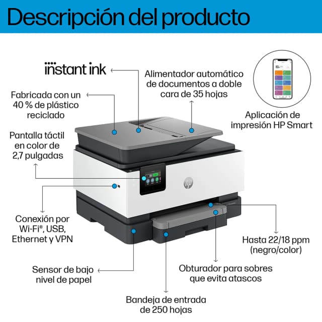 Thumbnail 3 de HP OfficeJet Pro 9122e impresora multifunción 📠