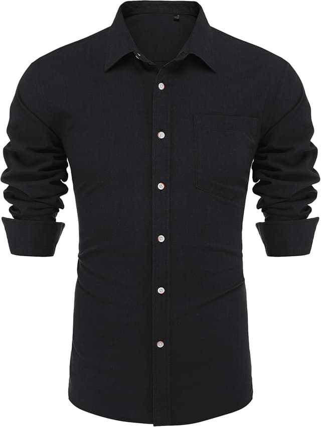 Detalle 2 de J.VER Leinenhemd Herren Langarmhemd Regular Fit – Button-Down Business-Look für Sommer & Freizeit