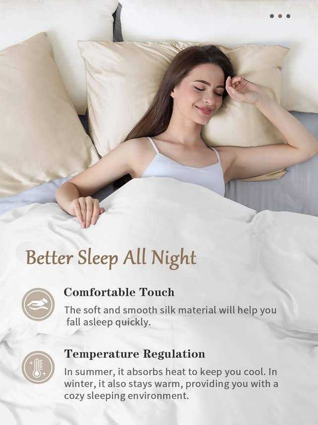 Detalle 2 de Texbee Silk Pillowcase (22 Momme Mulberry Silk) – Cream 50x75 cm, gift box included