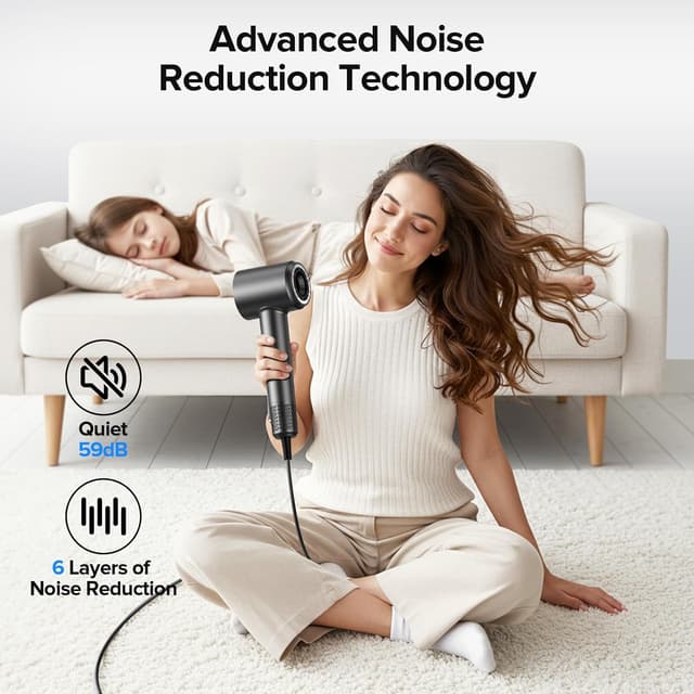 Thumbnail 6 de Hair Dryer with 150,000 RPM Brushless Motor, 500M Negative Ions, ThermoControl & Magnetic Nozzle/Diffuser