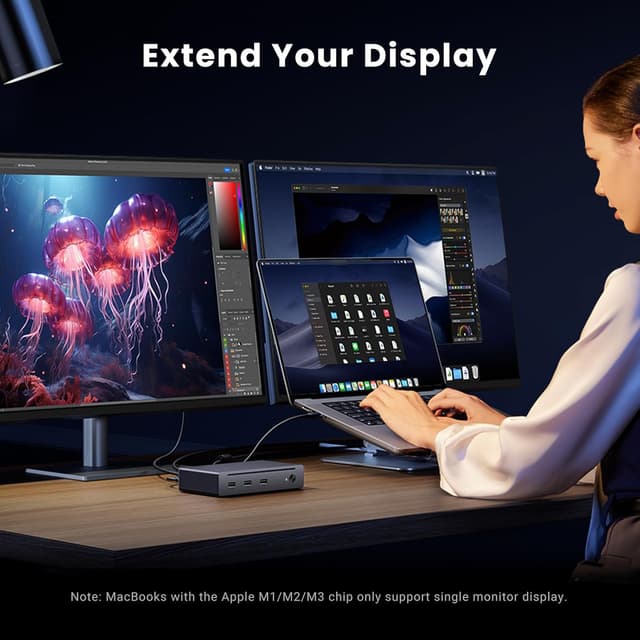 Detalle de UGREEN Thunderbolt 4 Dock 8‑in‑1, 85W ⚡