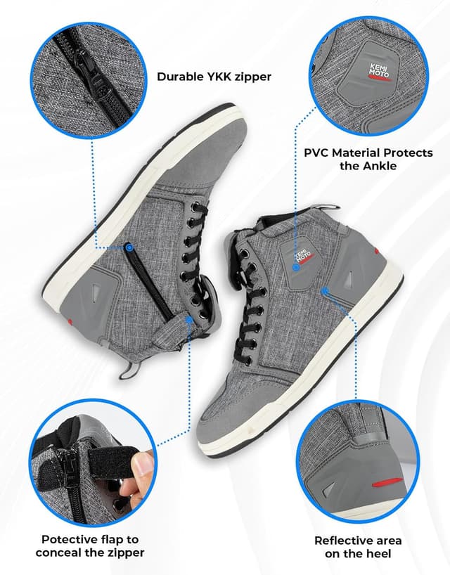 Detalle de KEMIMOTO Scarpe Moto Uomo casual con zip laterale e cambio marcia