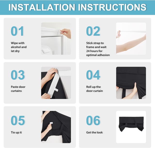 Detalle de RYB HOME Blackout French Door Curtain (Thermal Insulated Privacy Shade) with Self-Adhesive No-Drill Mounting