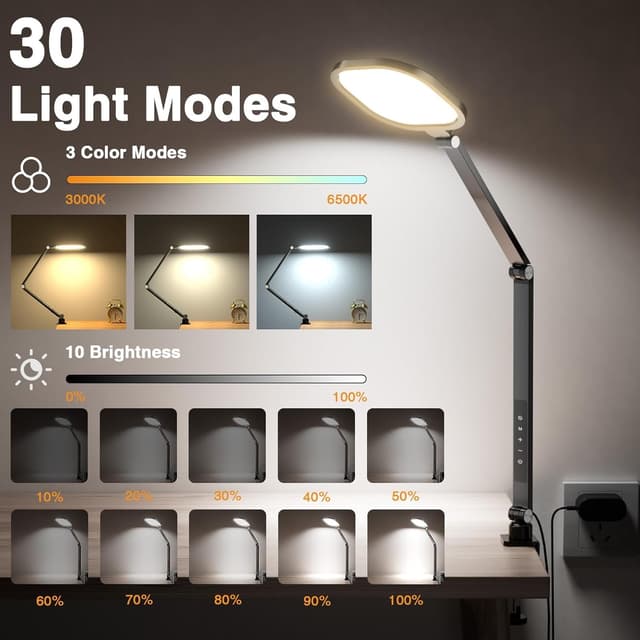 Detalle 2 de LitONES LED Desk Lamp with Clamp for Home Office