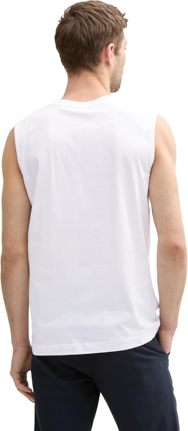 Detalle de TOM TAILOR 1046790 canotta uomo basic in cotone con logo stampato