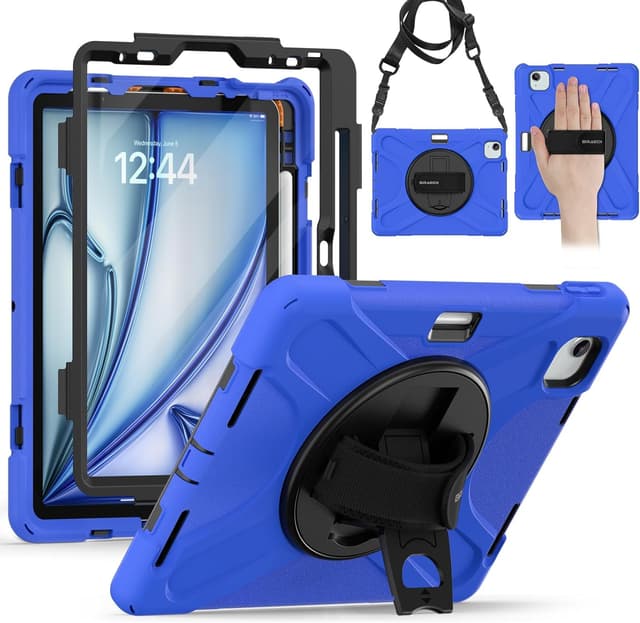 Detalle de Étui BRAECN avec coque de protection, support rotatif 360° et dragonne pour iPad Pro 12,9 pouces (6e/5e/4e/3e génération, 2022/2021/2020/2018) – Rouge