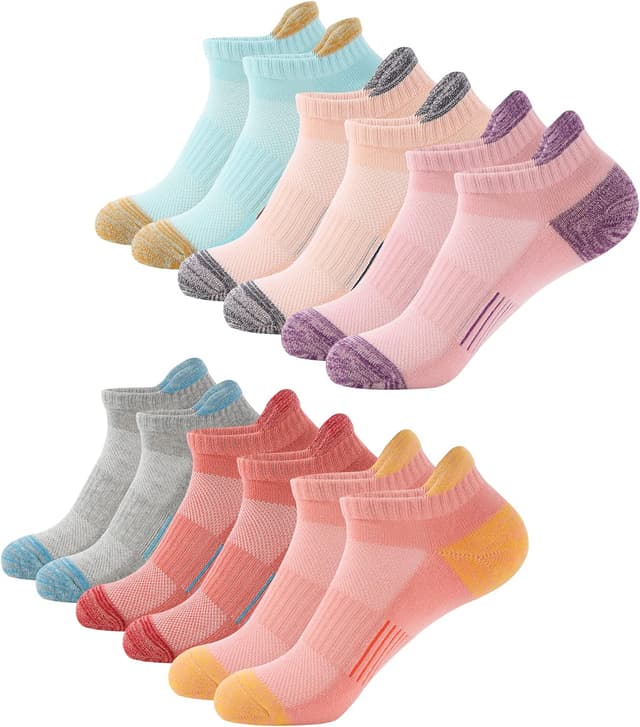 Detalle de BUDERMMY Trainer Socks for Women (6 Pairs) – Cushioned Breathable Ankle Sports Socks