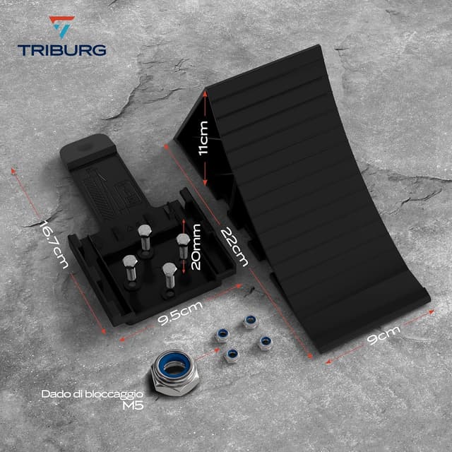 Detalle de Cunei per ruote TRIBURG con supporto (set da 2) per rimorchi, caravan e camper fino a 1600 kg
