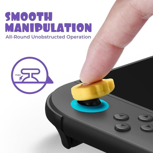 Detalle de Joystick-Kappen für Switch 2 (2er-Set) – FUNLAB Thumb Grips kompatibel mit Switch 2 & Pro Controller, Gelb & Lila (4 Stück)