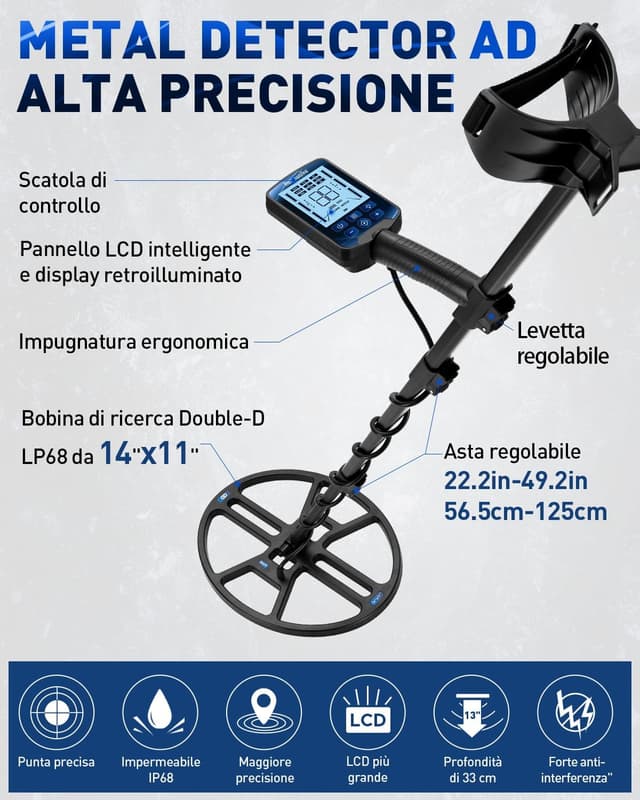 Thumbnail 5 de Hazlewolke Metal Detector professionale 14" con pinpointer 📡