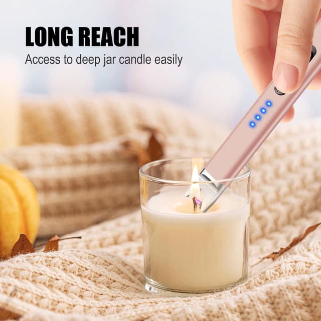 Detalle 2 de Electric Candle Lighter Long Reach USB Rechargeable BBQ Lighter (Champagne Gold) – flameless plasma arc ignition