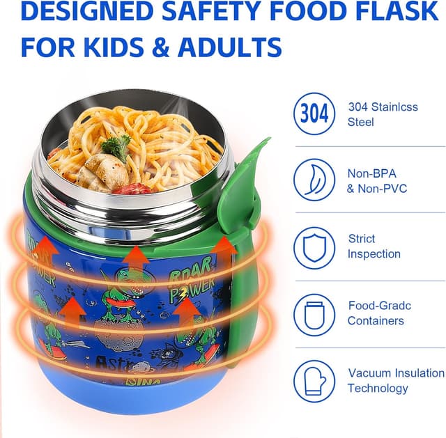 Thumbnail 4 de Blue-dinosaur 10oz Insulated Food Jar for Kids 🍱