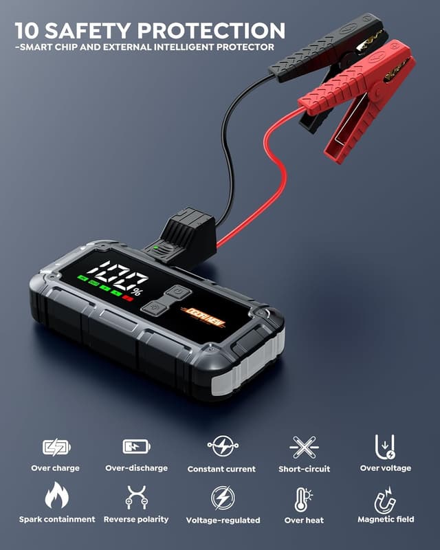 Thumbnail 6 de OGORI 7000A Jump Starter Power Pack with LCD screen and LED emergency light for 12V vehicles