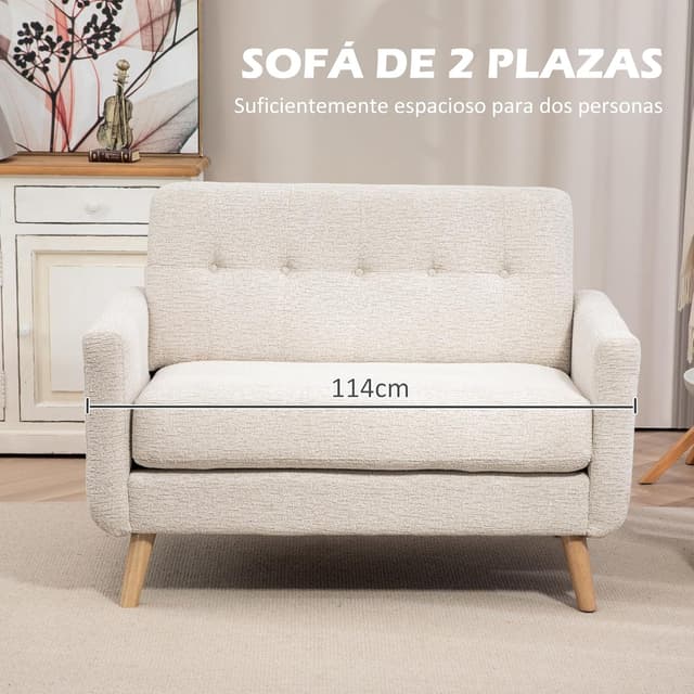 Detalle 2 de HOMCOM Sofá 2 plazas beige 114 cm