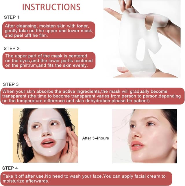 Detalle 1 de Masque Collagène Visage Bio Collagen Face Mask Hydrogel apaisant – soin de nuit hydratant